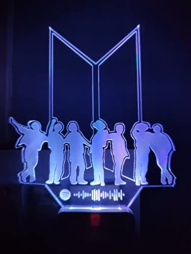 Image of 3D Optical Illusion BTSs1 Acrylic Night Lamp, 7 Colors RGB Auto Color Changing Led Plug and Play Night Light Lamp (Acrylic, Multi Color, Pack of 1) (BTSs1)