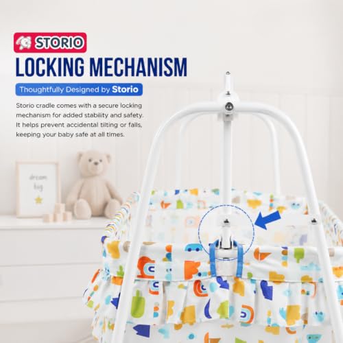 Image of Storio Cool Cradle for New Born Baby | Baby Jhula, Palna & Swing Cradle for 0 to 3 Years | Thottil /Uyyala for Newborn | Swing Jhula for 0-2 Years Kids - Blue