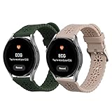 kwmobile 2X Armband kompatibel mit Samsung Galaxy Watch 4 / Watch Active 2 - Fitnesstracker Sportarmband Silikon Band Lace Design Dunkelgrün Altrosa - Innenmaße 14-22 cm