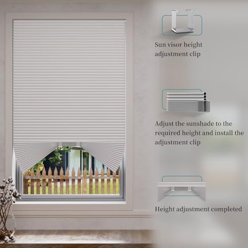 Myshade Arch Window Shades Half Circle Blackout Cellular Shades Cordless No Drill Blinds for Windows Half Moon Honeycomb Fabric No Tools Room Darkening Shades Easy Install (1PCS White 36\" W X 18\" H) - Thumbnail 4