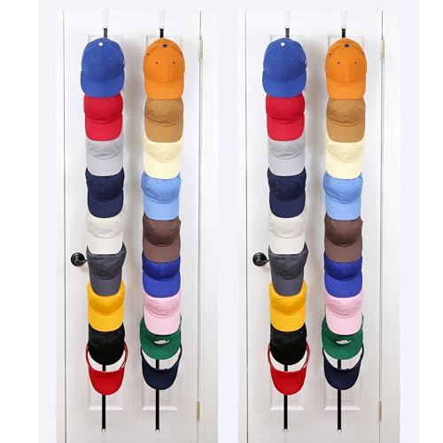 Over-The-Door Hat Organizer for Baseball Caps 2Pack, 4 Straps.Holds 72 caps