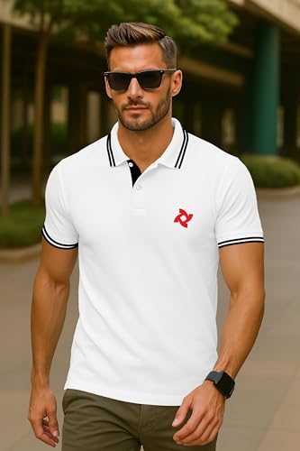 Image of Dagcros Classic Men's Polo T-Shirt with White Trim, Short Sleeve for Mens