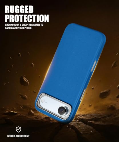 Image of WOW IMAGINE Back Cover for iPhone Air 17 2025 | Shockproof Tough Leather Texture Hard Mobile Case | Ultra Slim Non-Slip Grip | Inner Velvet Fabric | Metal Camera Ring - Blue