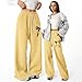 Cute Sweatpants for Girls Side Bowknot Fashion Pants Casual Open Bottom Comfy Fall Winter Trouser with Pocket Yellow