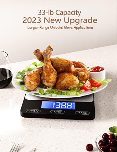 Food Scale -33lb Digital Kitchen Scale for Food Ounces Grams Rechargeable - 4