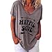 Produktbild BURFLY Mode Damen Oberteile, Sommer Frauen Lässige V-Ausschnitt Kurzarm T-Shirt Brief Drucken Große Größe Bluse Tops