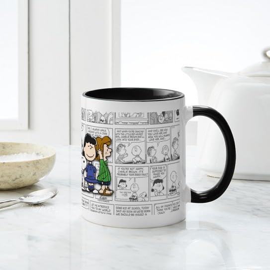 Taza de cerámica blanca 11 oz The Peanuts Gang miniatura 5
