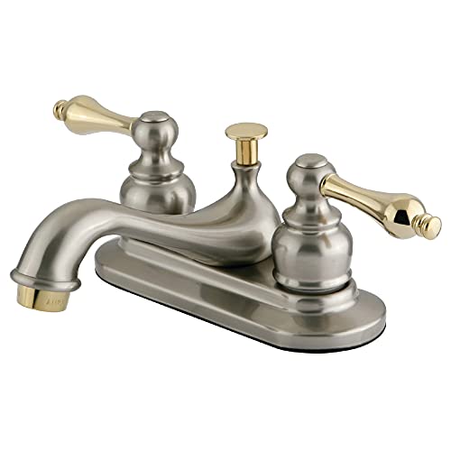 KB609AL Restorasyon 4 İnç Centerset Lavabo Bataryası, Fırçalanmış Nikel ve Parlak Pirinç