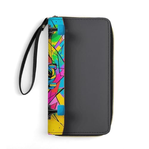 Porte-cartes en cuir durable arc-en-ciel l'élégance classique intemporelle