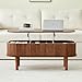 Fluted Lift Top Coffee Table with Hidden Compartment, Fully Assembled Wooden Center Table, Modern Oval Lift Tabletop for Home Living Room Office, Walnut