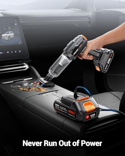 Image of SEALIGHT Handheld Car Vacuum Wireless, Handheld Vacuum Cleaner with 21000pa High Power Suction, Two Batteries Long Endurance, 18V /120W Mini Vacuum Cleaner for Car, Home, Office