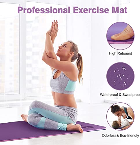 Gym Organic Best Exercise Fitness Folding Gymnastics Pilates Eco Friendly Type Yoga Mat 185 * 80 * 1Cm 10Mm 0.39In (Blue) #TOP4