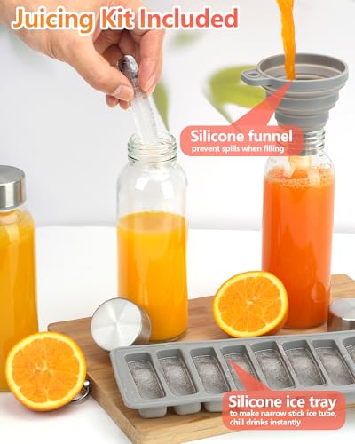Image of Zukro Glass Water Bottles with Gold Lids 10.5 oz, 6 Pack Clear Reusable Glass Small Juice Bottles for Juicing, Milk, Ginger Shot, Stainless Steel Cap, BPA-Free Leak Proof 300ml Drinking Container Jar