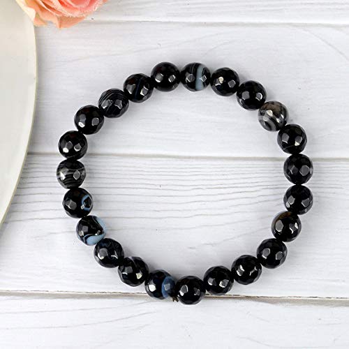 Image of Reiki Crystal Products Certified Natural Crystal Stone 8 mm Diamond Cut /Faceted Beads Bracelet for Men & Women | Reiki Charged Gemstone Bracelet | Multiple Crystal Variants Available