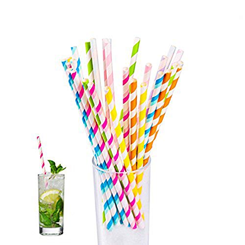 Ponangaga pajitas de papel colores bebidas 200pcs pajitas desechables Decoración Papel paja para cumpleaños boda Navidad fiesta de Celebration, Carnaval 8 colores Cover