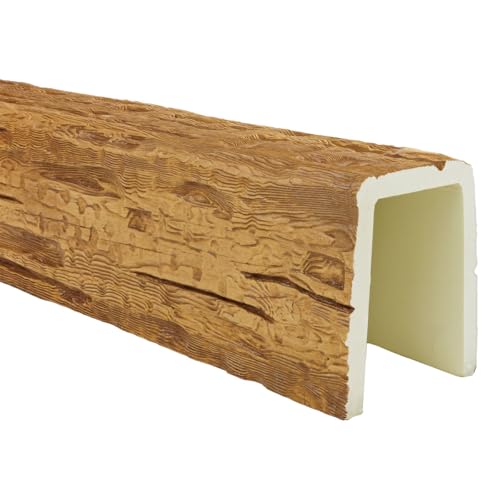 Ekena Millwork 7 1/2"W x 7 1/2"H x 240"L 3-Sided (U-Beam) Salvaged Timber HeritageTimber Faux Wood Ceiling Beam, Warm Caramel by Ekena Millwork - Image 7
