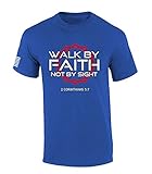 Trenz Shirt Company Herren Christian Shirt Walk by Faith Not by Sight 2 Cor 5:7 American Flag Sleeve Graphic T-Shirt, Königsblau (Heather Royal), 6X-Groß
