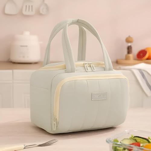 Image of SVH Leak-Resistant Insulated Lunch Bag for Women & Kids | Thermal Lunch Tote with Double Zipper, Front Pocket & Reusable Design for Office, School & Travel (Mint Cream)