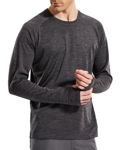 MIER Men's Quick Dry Lightweight UPF 50+ Long Sleeve Shirts Rash Guard Swim Shirts Hiking Shirts Dark Grey XL