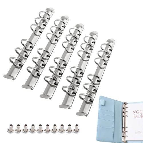 Sctmda 5 Stück Binder Ringe A5 Ringbuchmechanik Ringe für Ringbuch Ringe zum Buchbinden Lose Blatt Buchring 6 Ring Binder Mechanismus für Scrapbook Album Notebook Fotoalbum Silber