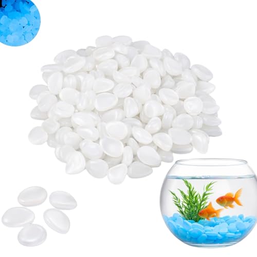 200PCS Glow in the Dark Pebbles(White) Luminous Garden Stones and Glow Rocks for Fish Tank Plant Pots DIY Decor Pathway and Outdoor Gravel Decoration Decorative White Stones Fish Tank Decorations