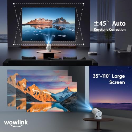 Miniatura 6 de Apps Integradas 2025 Upgraded Mini Proyector Con Wifi 6 Bluetooth 5.4 Support 4k 1080p Auto Keystone 180 Rotable Proyector Portátil Compatibile Con Hdmi Tv Stick Memory Stick Laptop, Blanco