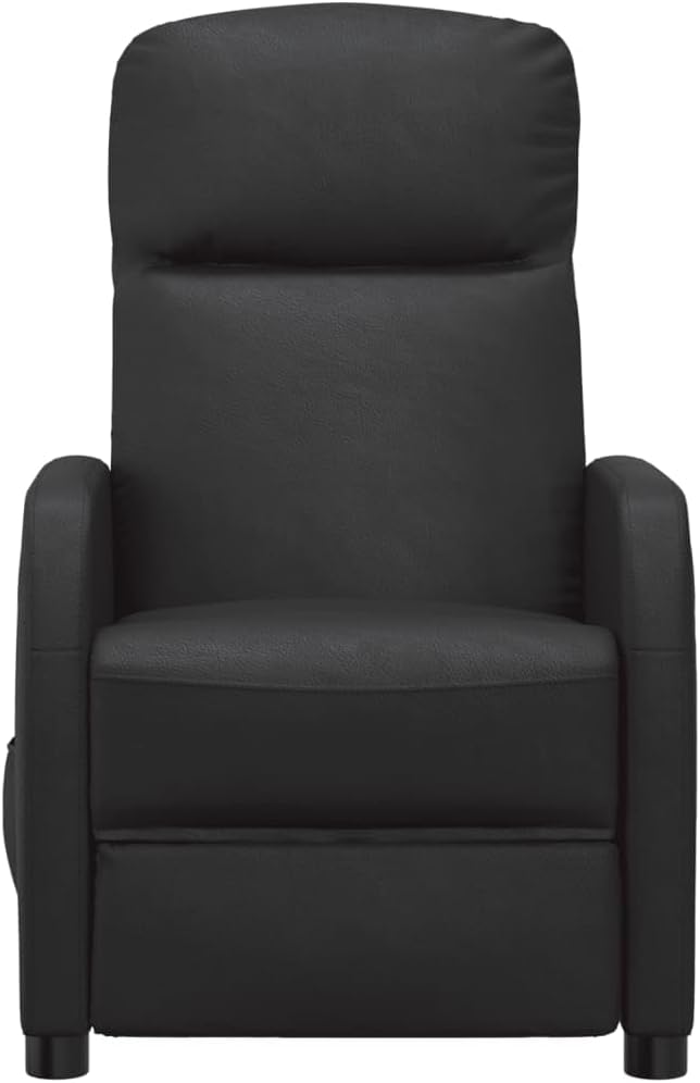 YAFF Faux Leather Recliner Chair, Modern Single Sofa Armchair with Adjustable Backrest Footrest & Thick Padded Seat, Easy Assembly, Reclining Sofa Lounge for Living Room Bedroom Home Office - Black