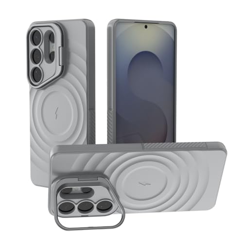 Image of LuxuryKase Shockproof Case for Samsung Galaxy S26 Ultra | Ripple Pattern | Camera Protection | Inner Velvet Fabric Lining | Protective Cover with Enhanced Grip & Wireless Charging Support - Grey