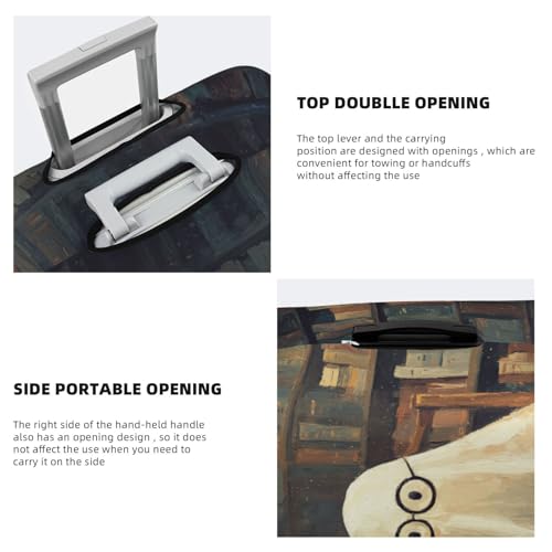 Cute Ghost Reading Wearing Glasses Elastic Travel Luggage Covers Dustproof Scratch-Resistant Suitcase Protector Fit 22-24 Inch3