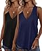KKJ 2 Pack Womens Tank Tops 2026 V Neck Summer Tees Sleeveless Loose Fit Casual Vacation Outfits Flowy Shirts Fashion Clothes Black/Navy Blue