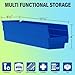 Akro-Mils 30128 Plastic Shelf Bins, Heavy Duty Storage Bins for Garage, Closet, and Drawer Organization, 18-Inch x 4-Inch x 4-Inch, Blue, 12-Pack