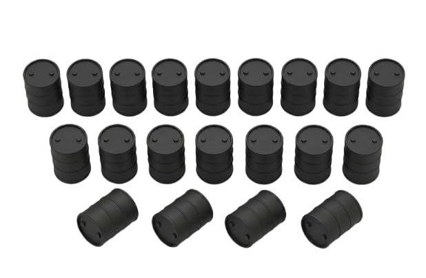 HO Scale 1:87 Oil Drums – Set of 20 Industrial Barrels – Model Railway & Diorama Scenery – Cargo Wagon Loads – Colour Options – Made in France (black)