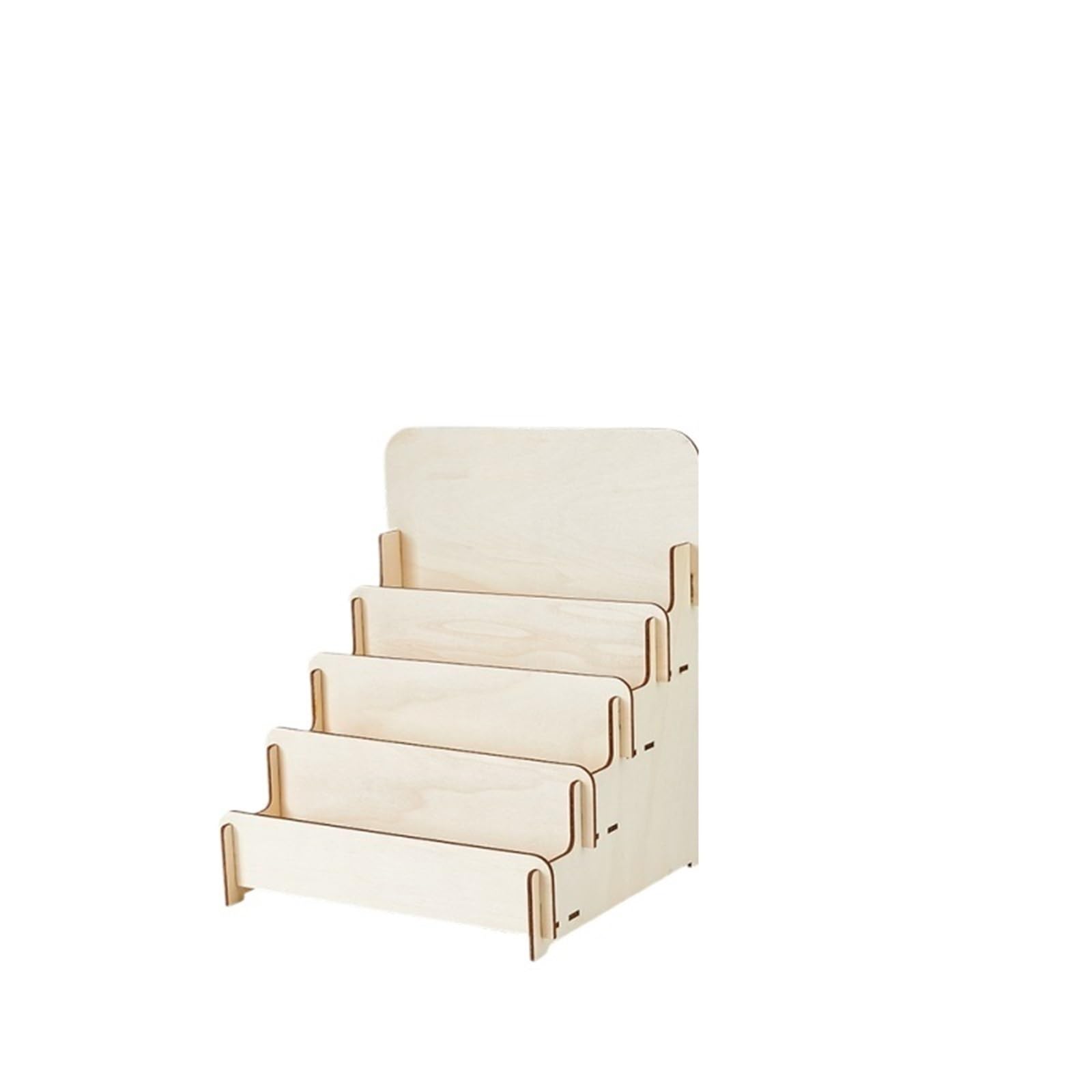 Huwoyg Beige 1 Set Tiered Wooden Greeting Card Display Stand Sticker Magazines Organizer Art Prints Holder For Cards(Beige)