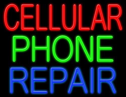 Letrero de neón de cristal para reparación de teléfono celular, fabricado en Estados Unidos