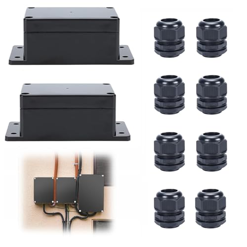 2 PCS Caja Derivación Negra, Caja Conexiones Estanca, Empalmes Exterior, Para de Distribución Exterior, Distribución Doméstica, Impermeable