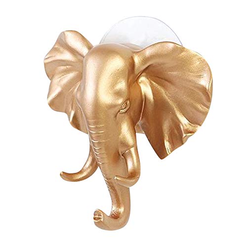 Hanger Hooks,Lovely Elephant Head Wall Door Hook Hanger Self Adhesive Bag Keys Sticky Holder (Glod)