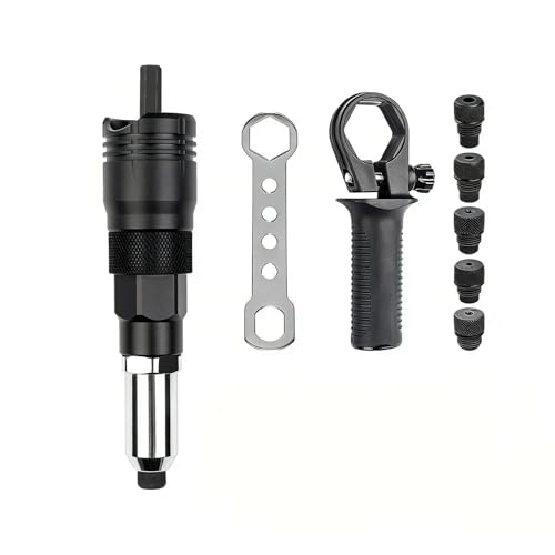 ZEXKENS Professional Electric Rivet Adapter Set Includes 5 Interchangeable Heads for Drills and Craft Projects Industrial Rivet Accessory