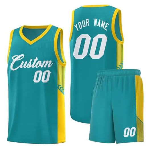 2 Pièces Maillot Basket Personnalisé pour Enfant/Adulte, Confortable et Respirant, Personnalisable Basketball Jersey et Short Ensemble avec Numéro d'équipe pour Enfants Adultes