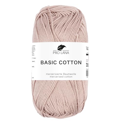 Pro Lana BASIC COTTON Baumwollgarn 50 g ideal für Kleidung, Spielzeug, Accessoires 125 m, Farbe:207 - bast
