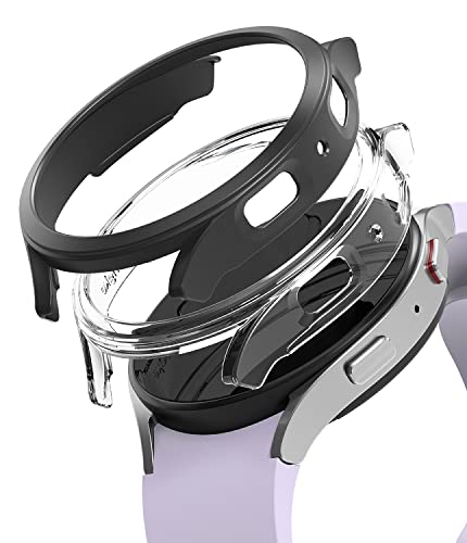 Image of Ringke Slim Case [2 Pack] Compatible with Samsung Galaxy Watch 5 40mm, Watch5 Bezel [Frame Only] Premium PC Hard Thin Cover - Clear & Black