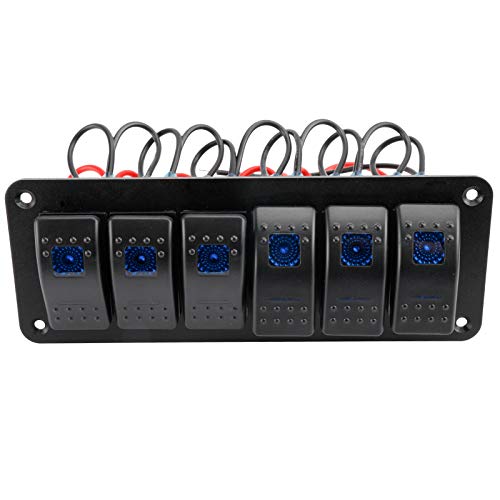 Panneau d interrupteurs pré-câblé 6 commandes étanches ON-OFF à double LED bleue