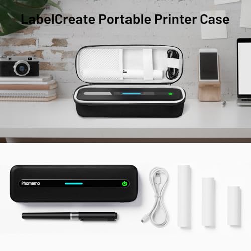 Image of Portable Printer Case, Storage Bag Compatible with Memoking, Memoquneen, Itari, COLORWING, Phomemo M832 /M833 /M834 /M835, for Wireless Mobile Travel Printer Storage USB Cable & Holder Paper (Box Only)
