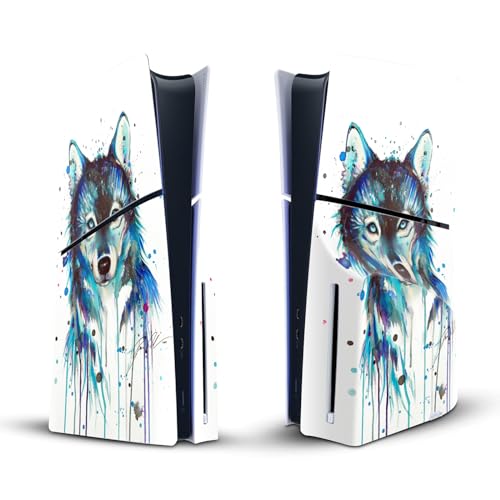 Peau vinyle pour console PS5 Slim Disc décor loup de glace pour setup gaming moderne
