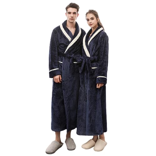 TAIAOJING His and Hers Robes Flannel Long Length Matching Robes for Couples Warm Thickened Bathrobe Plus Size Shower Robe