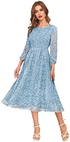 KERI PERRY Women's Georgette Floral Fit & Flared Western Dress | Dress for Women | A line | Anarkali Dress | Gown Dress | Western Dress | Exclusive Women Dress | Bollywood Dress | Dress | Fashion