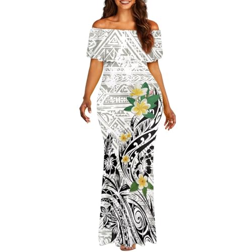 Image of Polynesian for Women S-7XL Off Shoulder Maxi Dress Hawaiian Summer Dresses