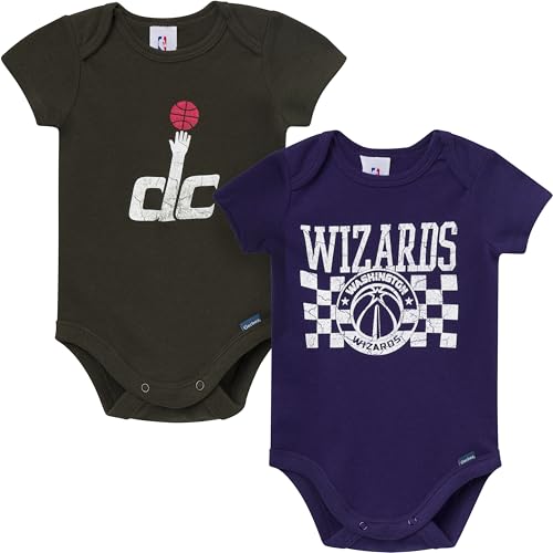 Image of Gerber Baby NBA Boys & Girls 2-Pack Short Sleeve Onesie Bodysuits
