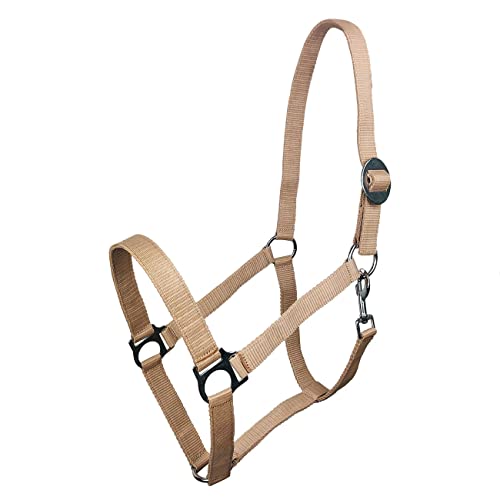 York Nylonhalfter Halfter Genickstück Verstellbar durch Schiebeschnalle Harmony Pferdehalfter (Full, beige)
