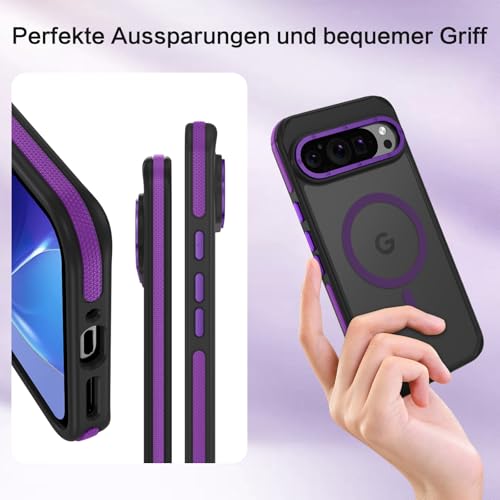 Coque Google Pixel 9 magnétique transparente mate résistante aux chocs compatible MagSafe