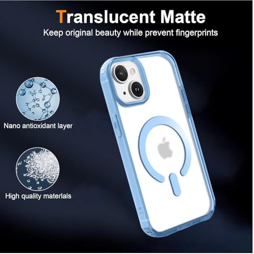 Image of KARWAN️ Hybrid Transparent iPhone 15 Back Cover Case Compatibe with Mag-Safe | Shockproof Design |Camera Protection Bump | Transparent Back Cover Case for iPhone 15 (PC, TPU | Blue